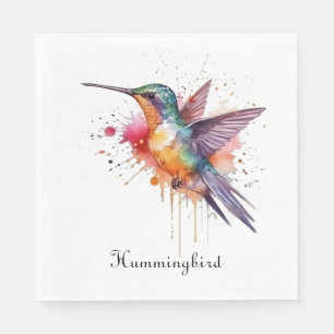 Serviette En Papier Colibri exotique coloré personnalisable