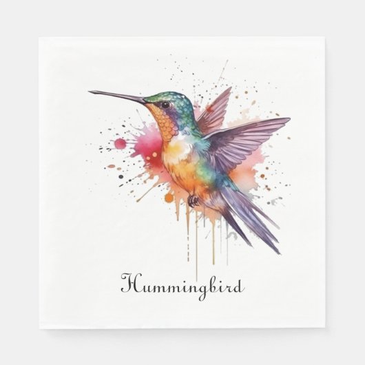 Serviette En Papier Colibri exotique coloré personnalisable (Devant)