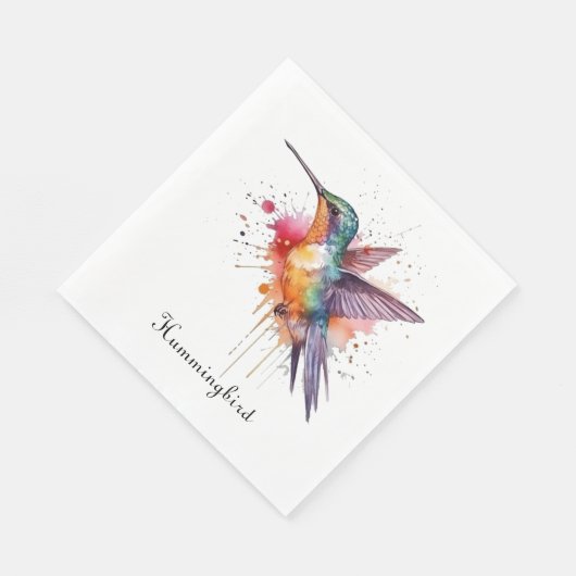 Serviette En Papier Colibri exotique coloré personnalisable (Coin)