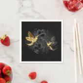 Serviette En Papier Colibri noir et or (En situation)