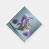 Serviette En Papier Colibri Se Baigner Dans Une Fleur D'Iris (Coin)