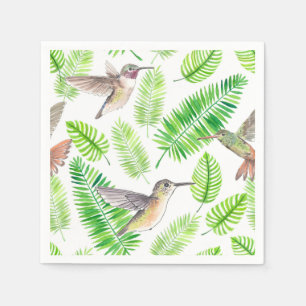 Serviette En Papier Colibris et feuilles tropicaux