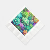 Serviette En Papier Collage Aloe Vera et Succulents (Coin)