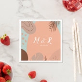 Serviette En Papier Collage biologique Monstera Mariage Logo Tonalité  (En situation)