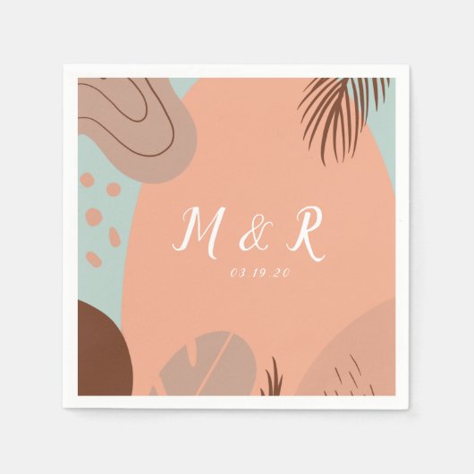 Serviette En Papier Collage biologique Monstera Mariage Logo Tonalité  (Devant)