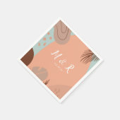 Serviette En Papier Collage biologique Monstera Mariage Logo Tonalité  (Coin)