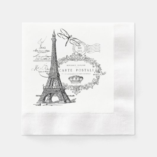 Serviette En Papier collage de la tour Eiffel (Devant)
