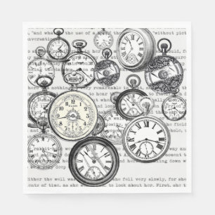 Serviette En Papier Collage de montres de poche victorienne Alice au p