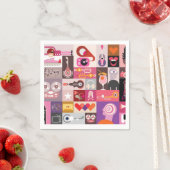 Serviette En Papier Collage de musique (En situation)