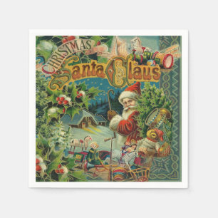 Serviette En Papier Collage de Noël victorien du Père Noël Antique