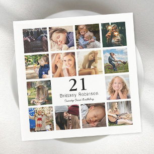 Serviette En Papier Collage de photos d'anniversaire lié à l'âge