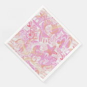 Serviette En Papier Collage de plage nautique Hot Pink ID840 (Coin)