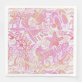 Serviette En Papier Collage de plage nautique Hot Pink ID840 (Devant)