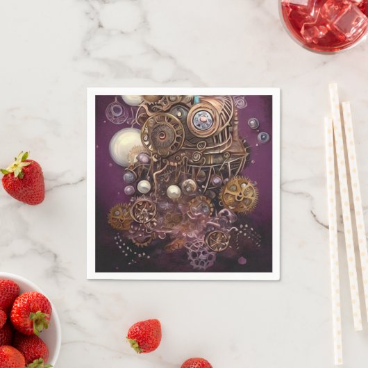 Serviette En Papier Collage d'éléments de Steampunk peint 6 (En situation)