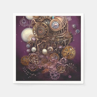 Serviette En Papier Collage d'éléments de Steampunk peint 6