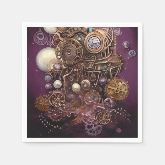 Serviette En Papier Collage d'éléments de Steampunk peint 6 (Devant)