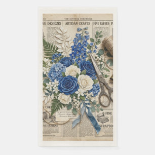 Serviette En Papier Collage Fleurs et Ciseaux Vintage