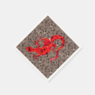 Serviette En Papier Collage Lézard Rouge