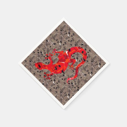 Serviette En Papier Collage Lézard Rouge (Coin)