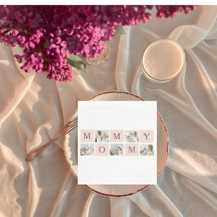 Serviette En Papier Collage moderne Photo & Pastel Cadeau de maman ros