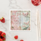 Serviette En Papier Collage Papillon Sakura Vintage (En situation)
