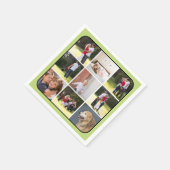 Serviette En Papier Collage photo avec neuf photos, bordure vert pâle (Coin)