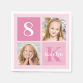 Serviette En Papier Collage photo fille rose mignonne fête d'anniversa (Devant)