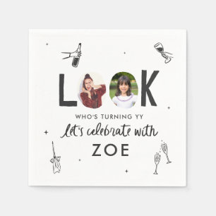 Serviette En Papier Collage photo moderne amusant à la main Anniversai