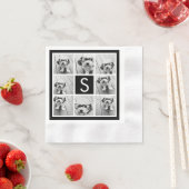 Serviette En Papier Collage photo noir et blanc Monogramme personnalis (En situation)