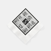 Serviette En Papier Collage photo noir et blanc Monogramme personnalis (Coin)
