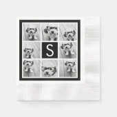 Serviette En Papier Collage photo noir et blanc Monogramme personnalis (Devant)