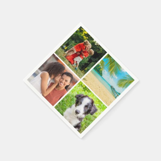 Serviette En Papier Collage photo personnalisé 4 (Coin)