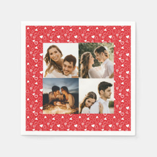 Serviette En Papier Collage photo personnalisé coeurs motif rouge