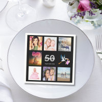 collage photo pour fête des 50 ans noir