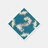 Serviette En Papier Collage photo turquoise Fleur bleu jaune 2e annive (Coin)