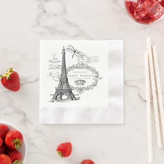 Serviette En Papier Collage tour Eiffel (En situation)