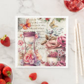 Serviette En Papier Collage vintage aquarelle (En situation)