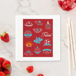 Serviette En Papier Collection de badges de voyage nautiques vintage