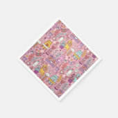 Serviette En Papier Collection De Chat De Carton Cute Sur Rose (Coin)