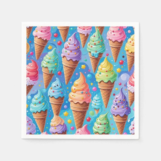 Serviette En Papier Collection de cônes de crème glacée estivale (Devant)