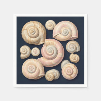 Serviette En Papier Collection de coquilles marines spirales beige ros