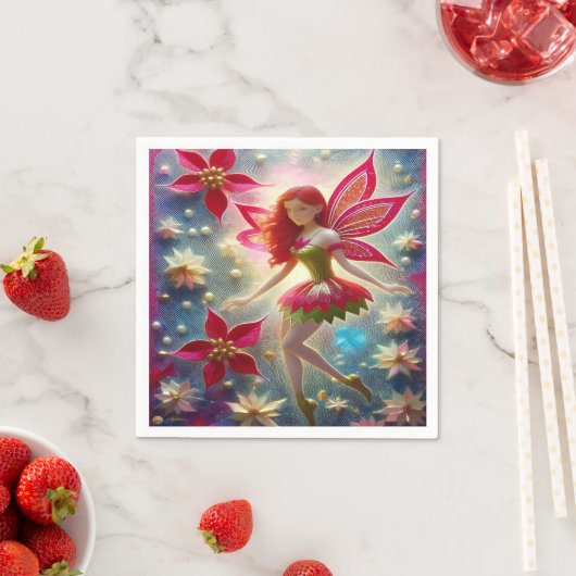 Serviette En Papier Collection de fées de Noël - Cheveux rouges (En situation)