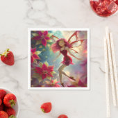 Serviette En Papier Collection de fées de Noël - Cheveux rouges Roses (En situation)