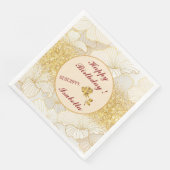 Serviette En Papier Collection de ligne florale blanche or moderne élé (Coin)