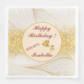 Serviette En Papier Collection de lignes de feuilles blanches or moder (Devant)