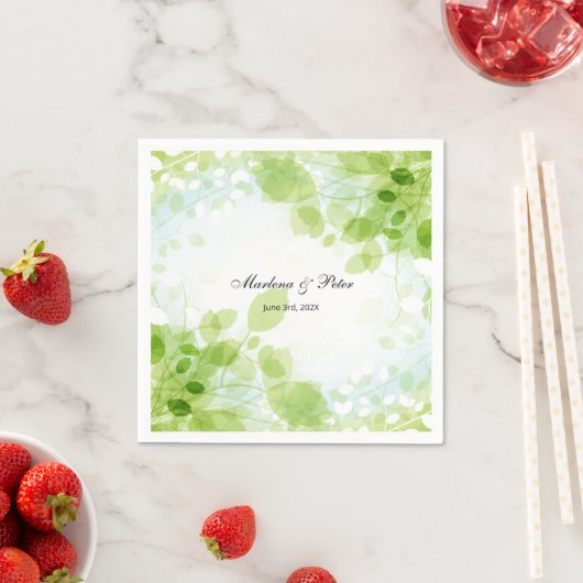 Serviette En Papier Collection de Mariages d'aquarelle Feuille Spring (En situation)