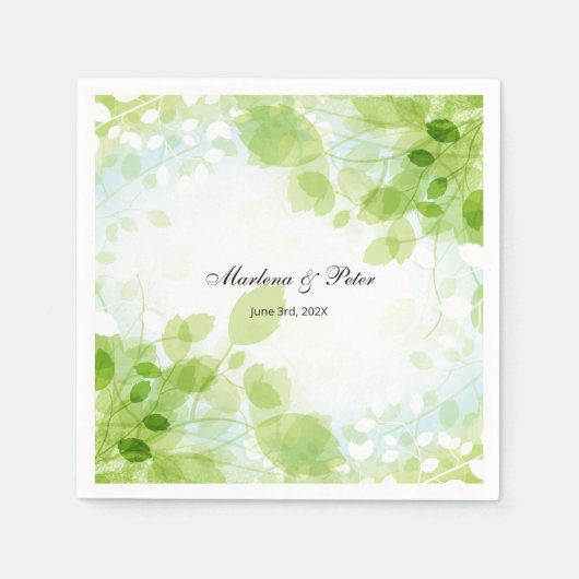 Serviette En Papier Collection de Mariages d'aquarelle Feuille Spring (Devant)