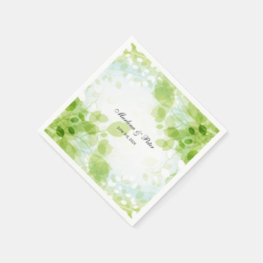 Serviette En Papier Collection de Mariages d'aquarelle Feuille Spring (Coin)