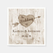 Serviette En Papier Collection de Mariages d'arbre cardiaque sculpté (Devant)