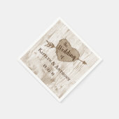 Serviette En Papier Collection de Mariages d'arbre cardiaque sculpté (Coin)